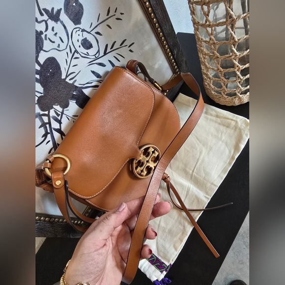 Tory Burch Leather Crossbody Saddle Bag - Picture 3 of 11